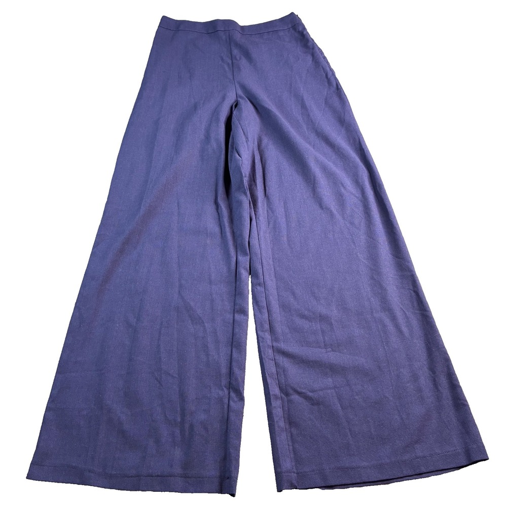 Faeriesty Womens Pants Dusty Blue Size Large Wide Leg Trousers Linen Relaxed Fit